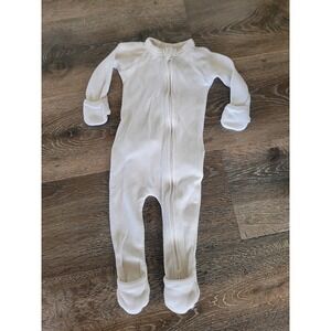 Goumi Kids Waffle Knit Footed Romper‎ Zipper Front Cream 3-6 Months #9